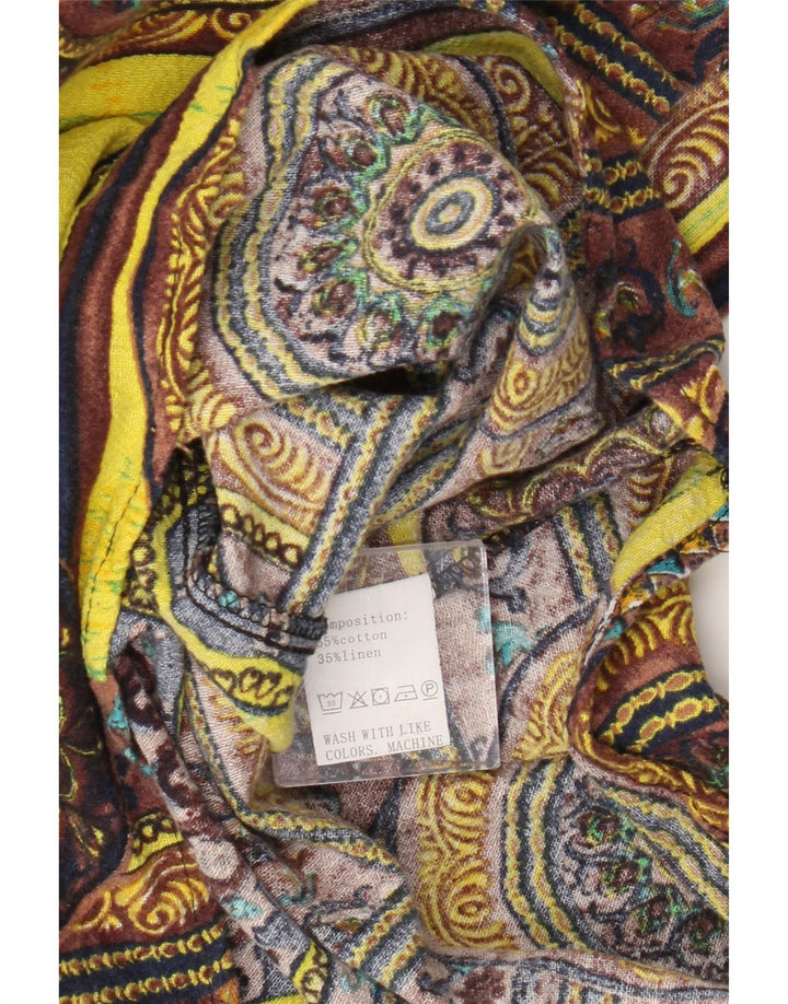 Męska koszula pulowerowa z krótkim rękawem w stylu vintage, średnia żółta geometryczna bawełna