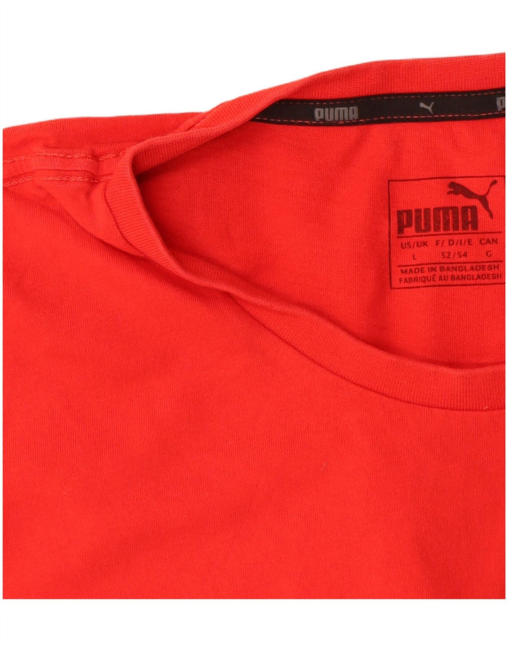 Męski T-shirt z grafiką Puma, duży, czerwony, bawełniany