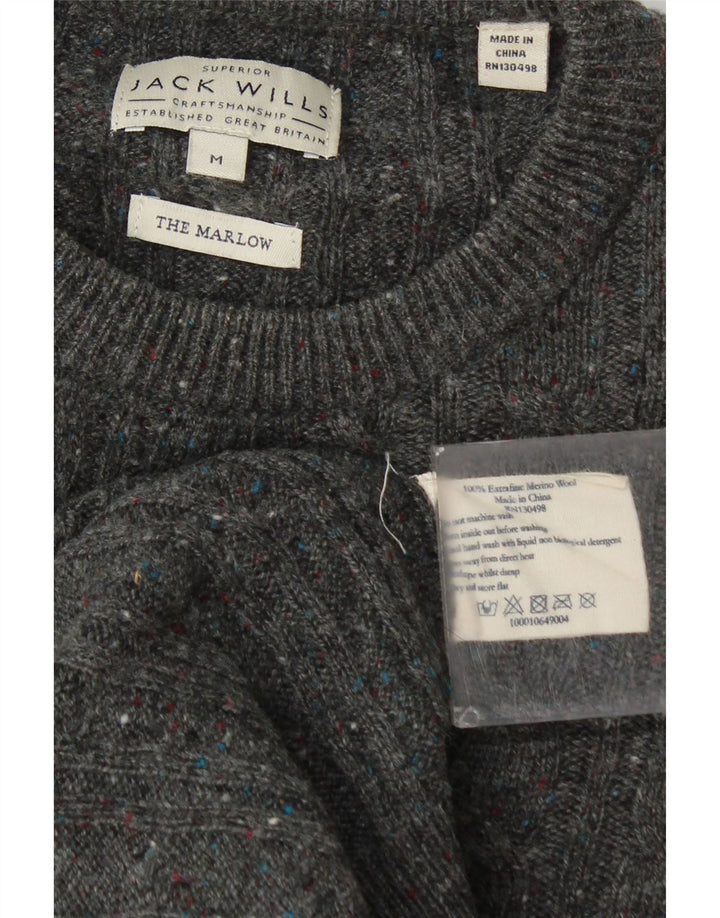 Jack Wills Męski sweter z okrągłym dekoltem Marlow, średnioszary, nakrapiany