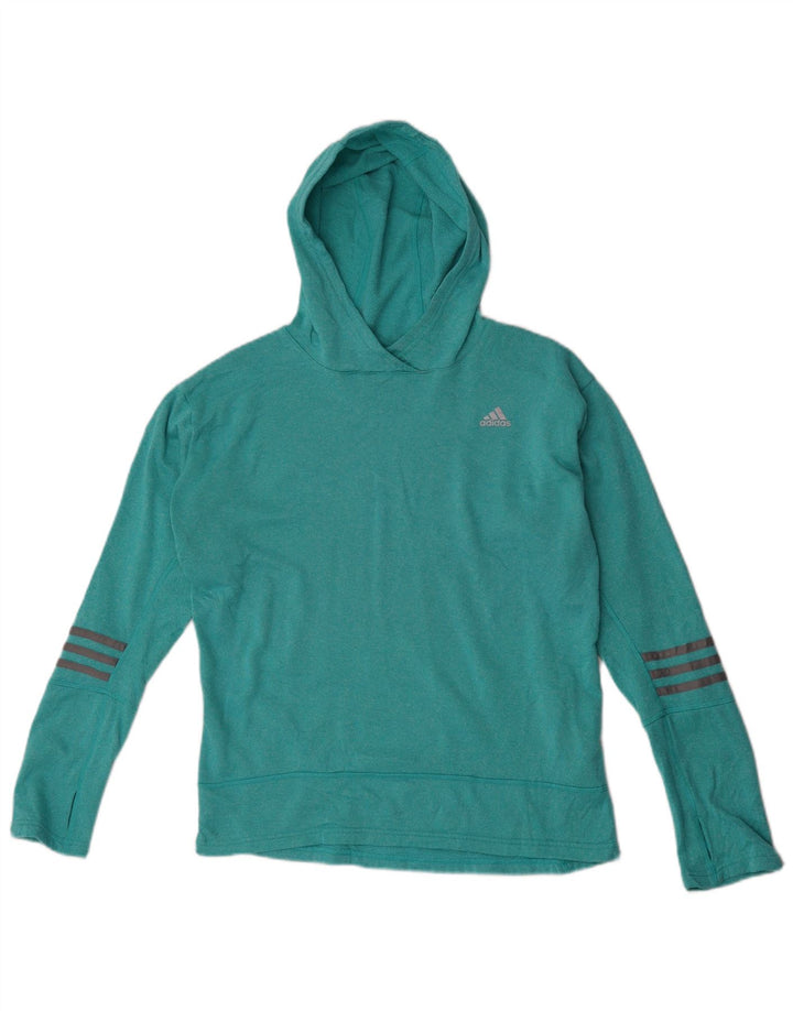 Damska bluza z kapturem Adidas do biegania UK 12/14 Średni turkusowy poliester