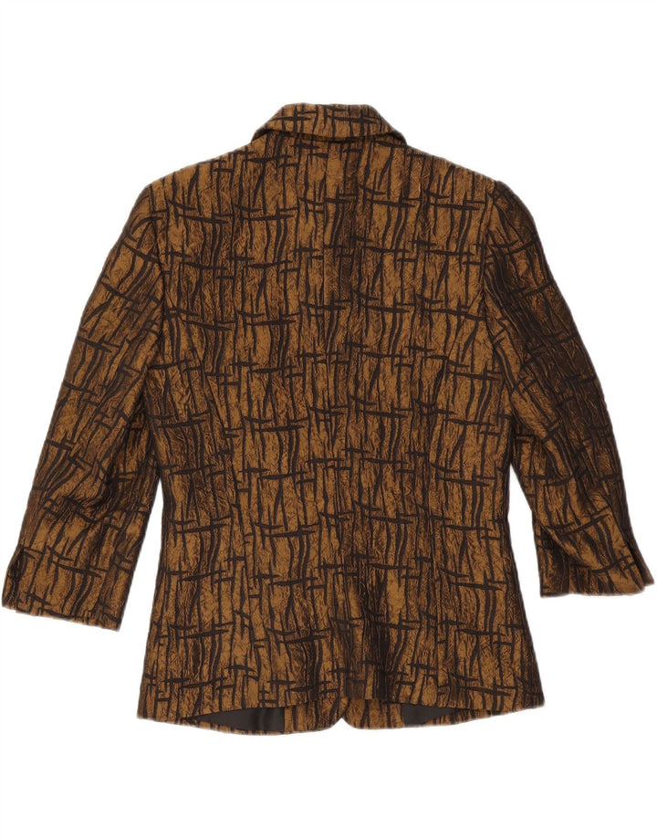 Damska marynarka z rękawem 3/4 VINTAGE UK 10, mała, brązowa, geometryczna