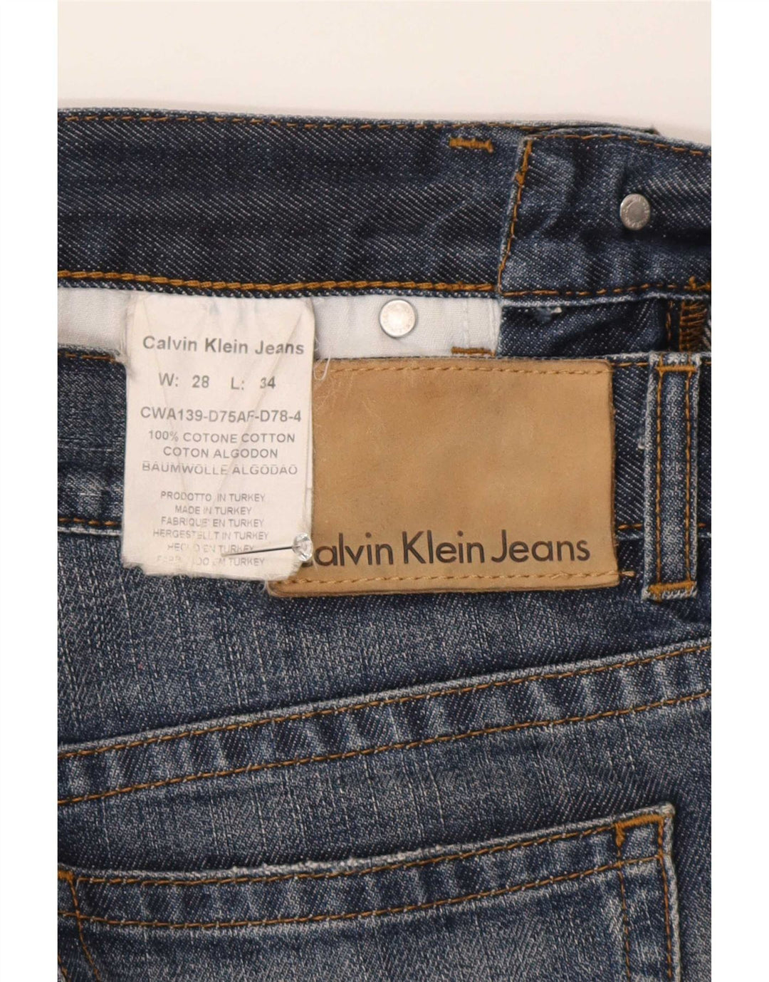 Męskie proste dżinsy Calvin Klein W28 L30 Niebieskie bawełniane