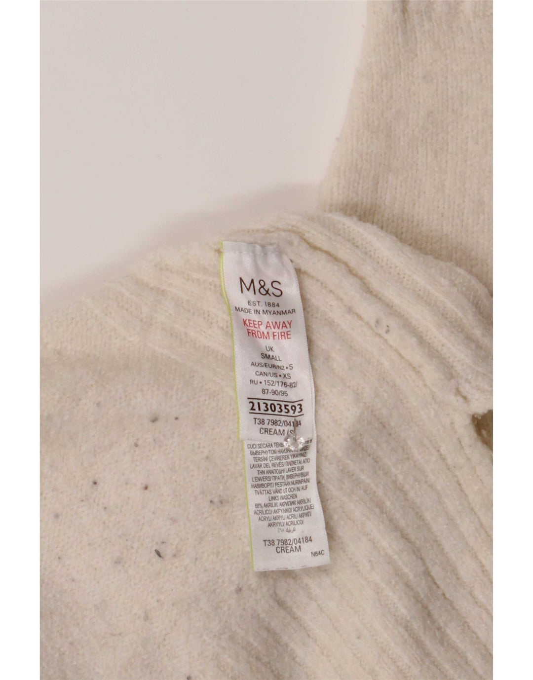 Marks & Spencer Damski sweter oversize z golfem, UK 10, mały, biały