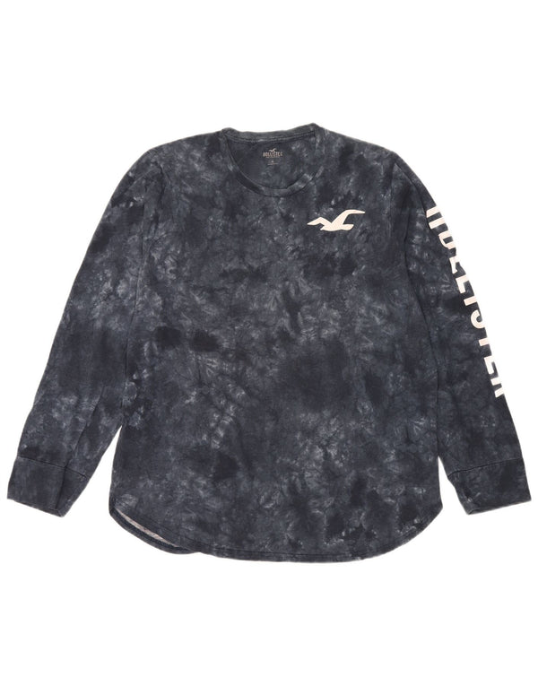 Męski top z grafiką Hollister, długi rękaw, XL, czarny, bawełniany