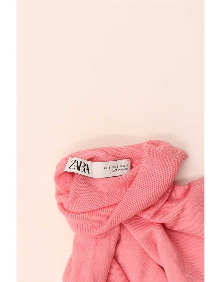 Sweter damski Zara z wywijanym dekoltem UK 10, mały, różowy