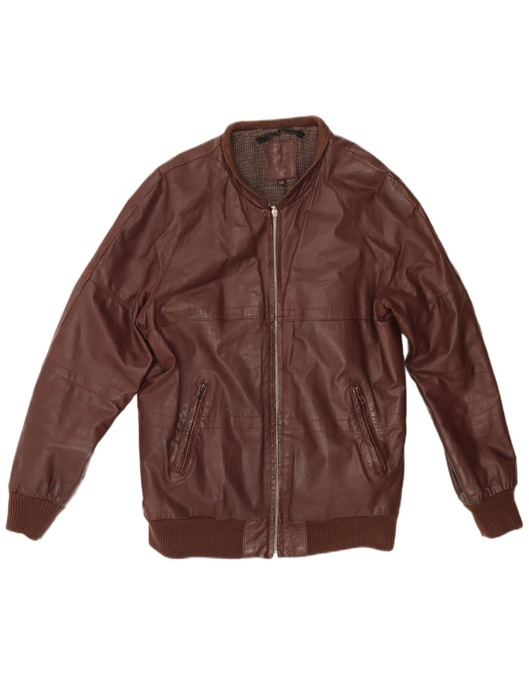 Męska kurtka skórzana VINTAGE UK 38 w kolorze średniego burgunda
