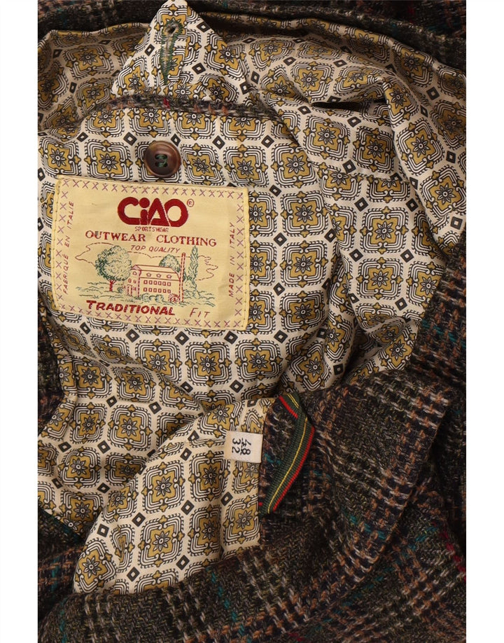 Męska marynarka Cido o tradycyjnym kroju, zapinana na 2 guziki, IT 48, średnia khaki w kratkę