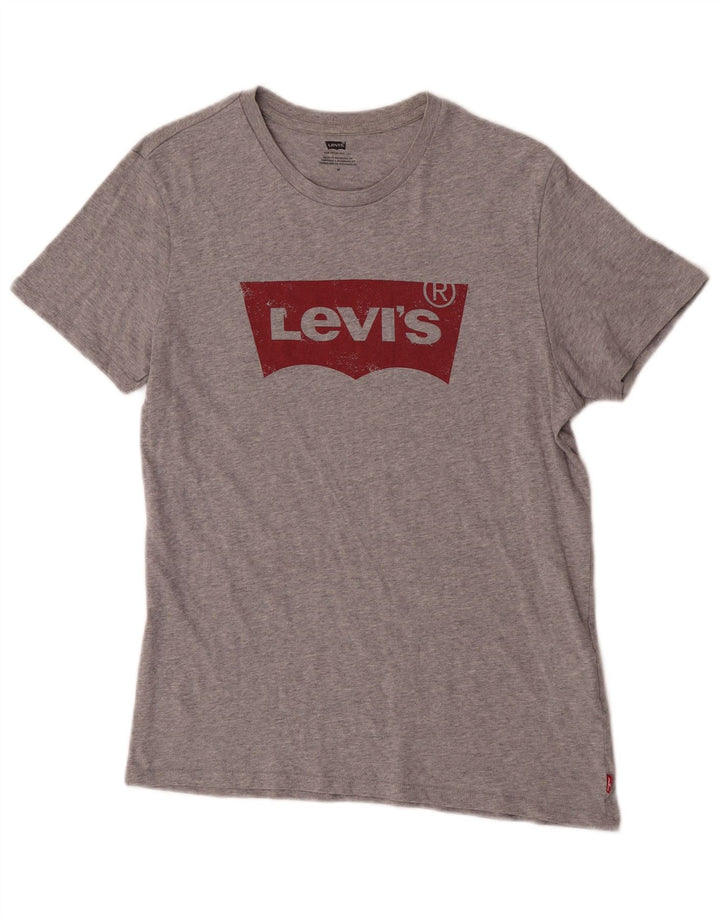 Męska koszulka z grafiką Levi's, średnia, szara, bawełniana nakrapiana