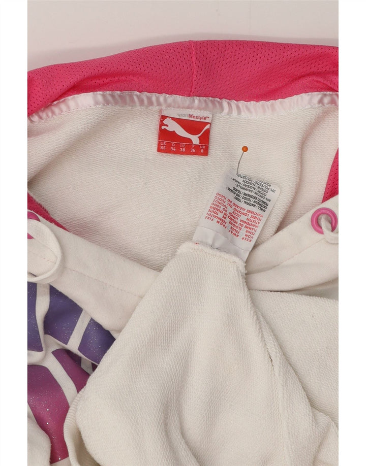 Damski sweter z kapturem i grafiką PUMA UK 8, mały, biały, bawełniany