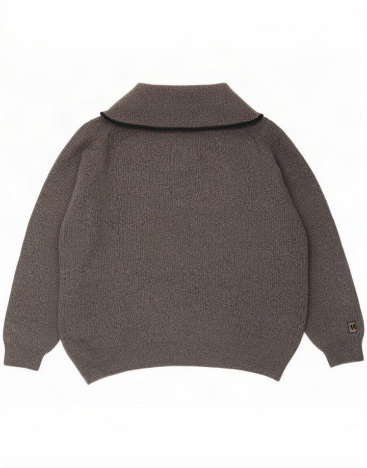 Męski sweter polo Massimo Dutti, duży, szary, wełniany