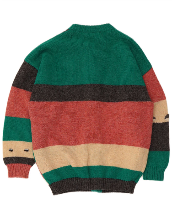 Sweter damski w stylu vintage, rozpinany UK 10, mały, wielobarwny blok kolorów