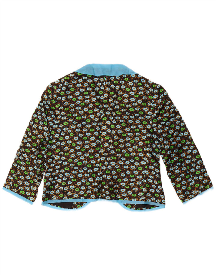 VINTAGE damski zestaw 2-częściowy z rękawami 3/4 UK 14, średni czarny w kwiaty