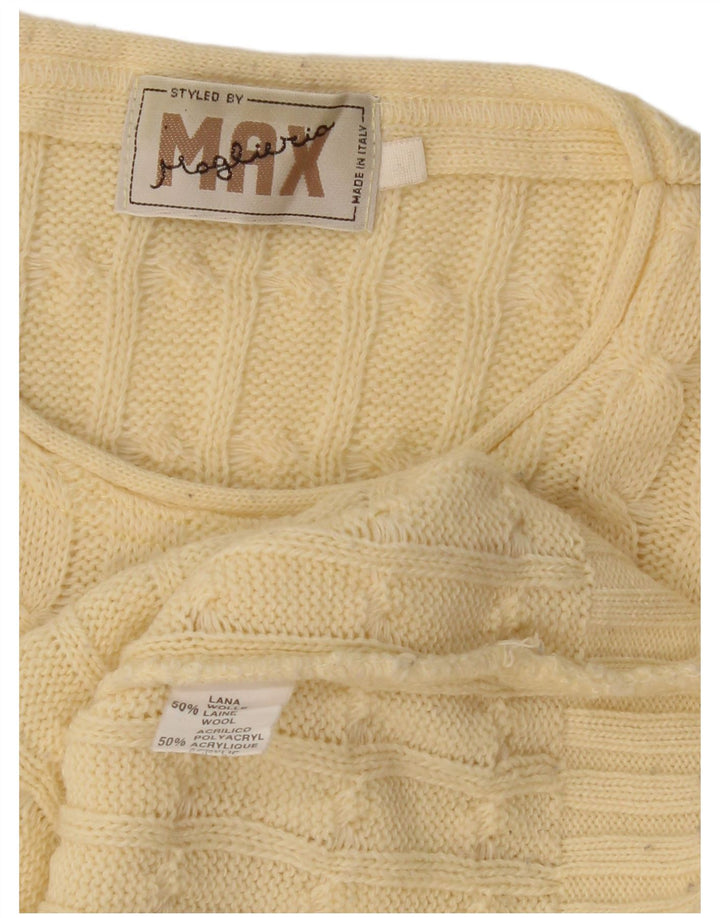 MAGLIERIA Męski sweter z okrągłym dekoltem, średnia żółta wełna