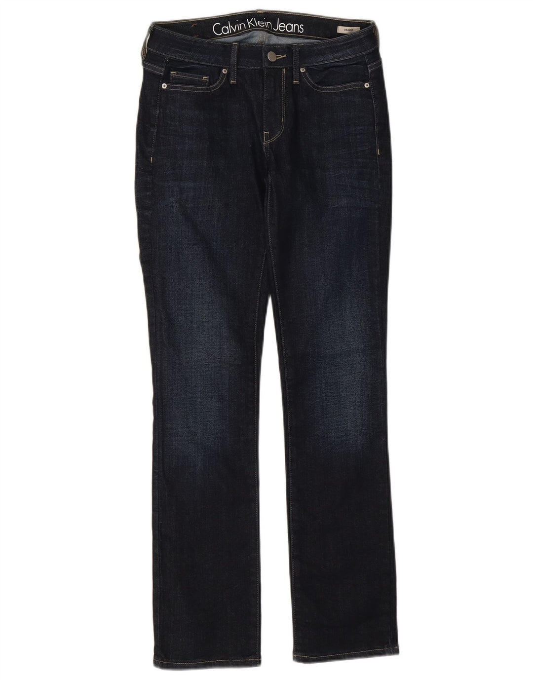 Damskie jeansy Calvin Klein Straight W25 L30 Granatowe, bawełniane