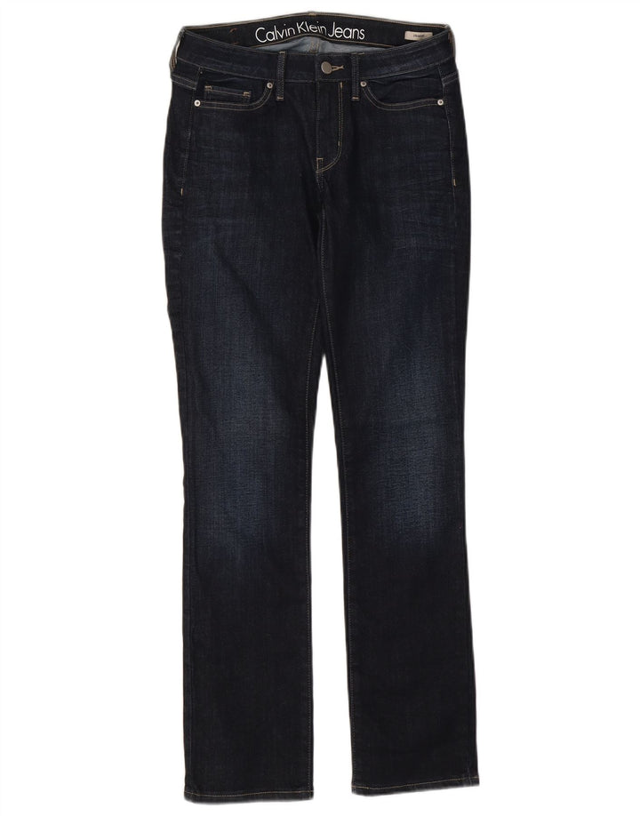 Damskie jeansy Calvin Klein Straight W25 L30 Granatowe, bawełniane