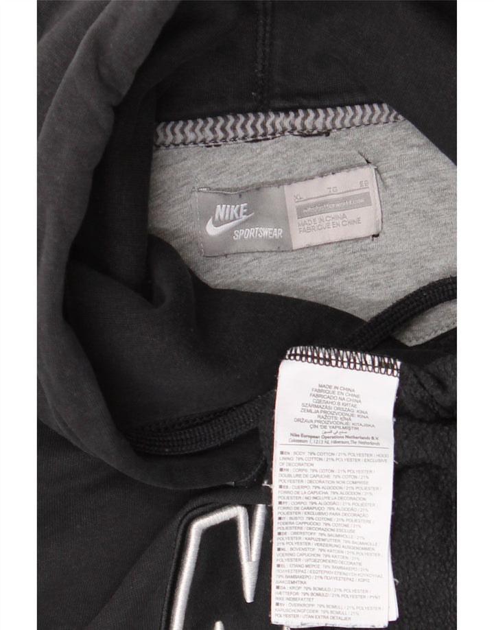 Damski sweter z kapturem NIKE z grafiką, oversize, UK 18 XL, czarny, bawełniany