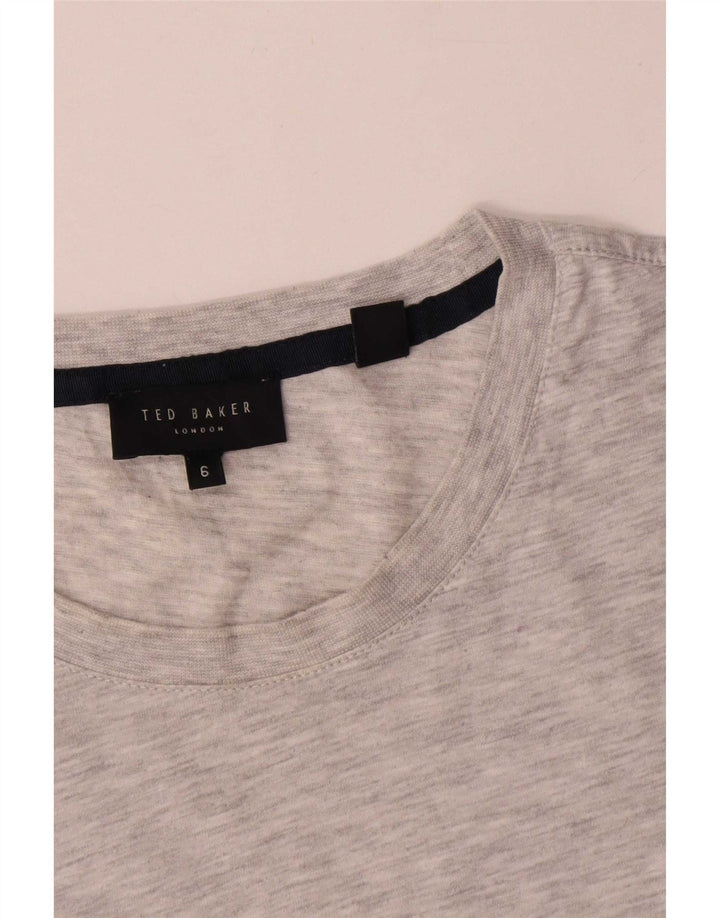 Ted Baker Męski T-shirt z grafiką, rozmiar 6 2XL, szara bawełna w plamki
