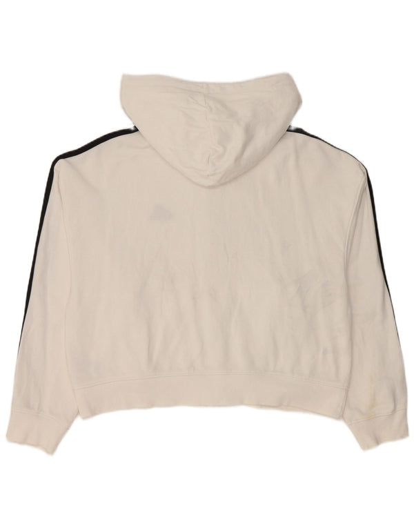 Damska bluza z kapturem i zamkiem błyskawicznym Adidas UK 12/14 Średnia biała bawełna