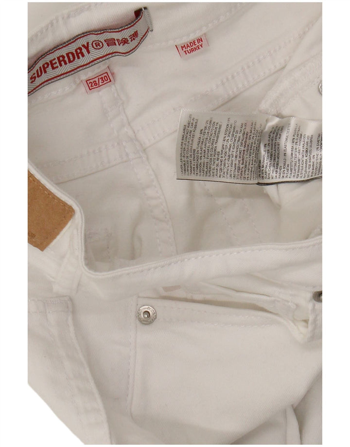 Damskie jeansy skinny Superdry W28 L30, biała bawełna