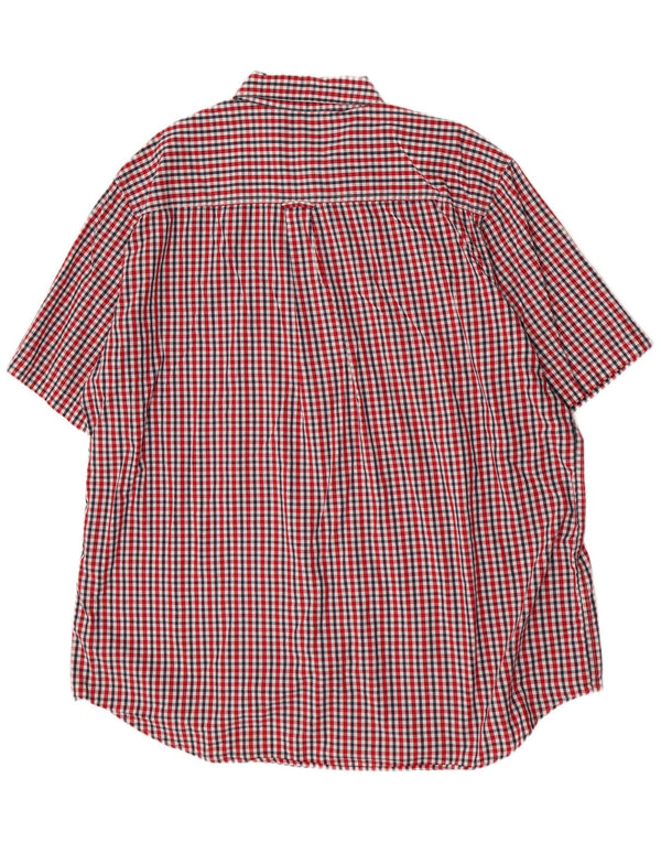 Męska koszula Chaps z krótkim rękawem, 2XL, czerwona bawełniana kratka