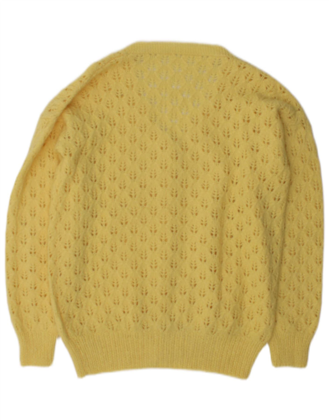 Sweter damski w stylu vintage, kardigan UK 12, średni żółty