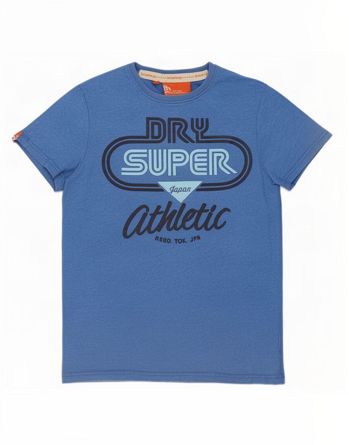 Męski T-shirt z grafiką Superdry, średni niebieski poliester