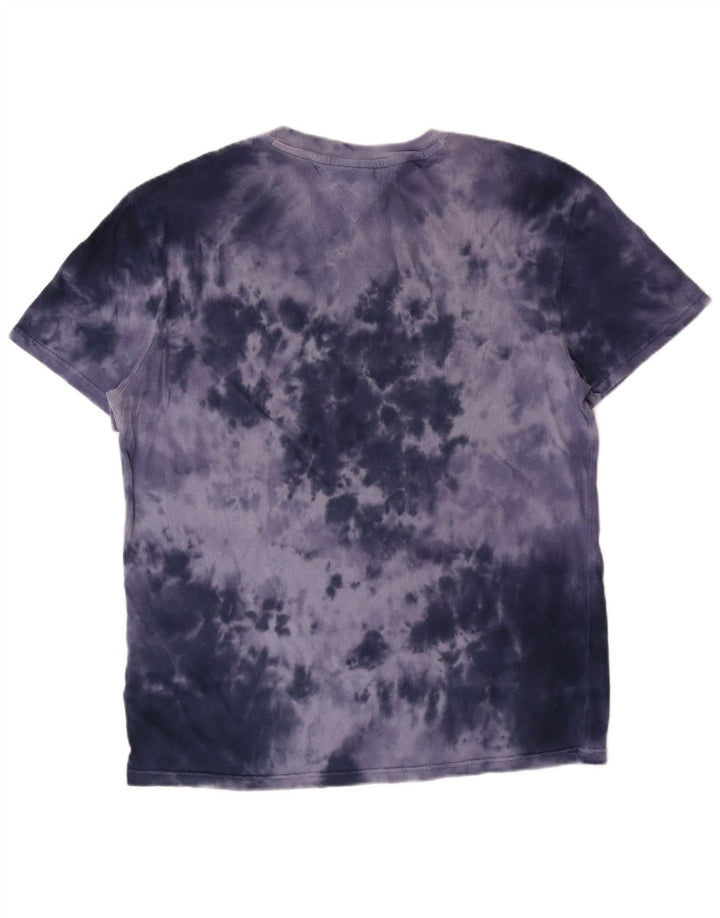 Męski T-shirt z grafiką TOMMY HILFIGER, duży, niebieski, bawełniany Tie Dye
