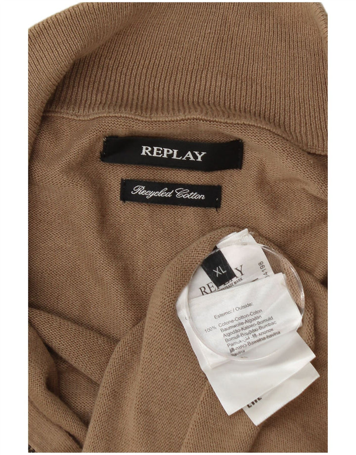Męski sweter rozpinany REPLAY XL, beżowa, bawełniana