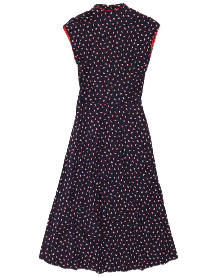 VINTAGE Damska sukienka maxi bez rękawów IT 38 XS Granatowa bawełniana w kwiaty