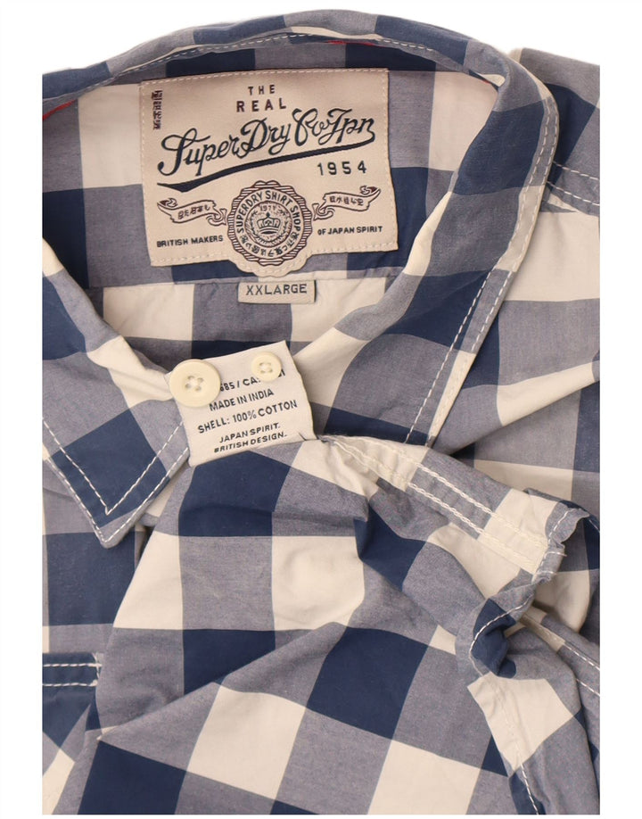 Koszula męska Superdry 2XL, niebieska bawełniana kratka