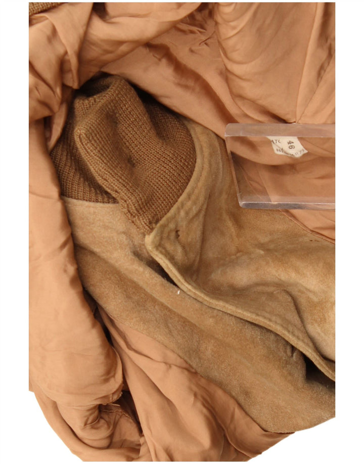 Vintage męska zamszowa kurtka bomber IT 46 Small Beige