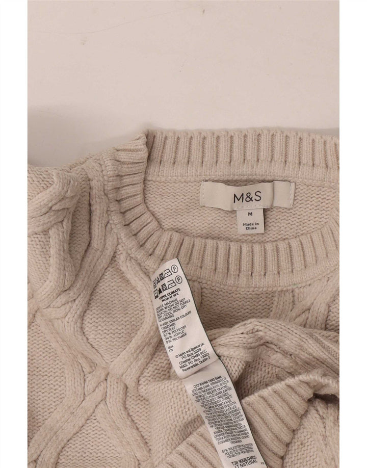 Marks & Spencer Damski sweter z okrągłym dekoltem, UK 14, średni beż