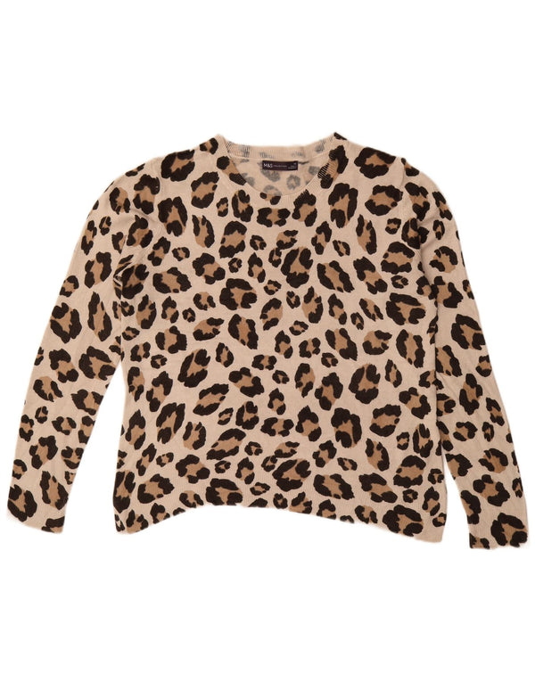 Marks & Spencer Womens Crew Neck Jumper Sweater UK 16 Large Beige