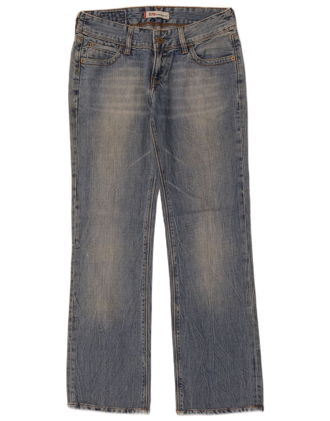 Damskie jeansy Levi's 570 Straight W28 L30 Niebieskie bawełniane