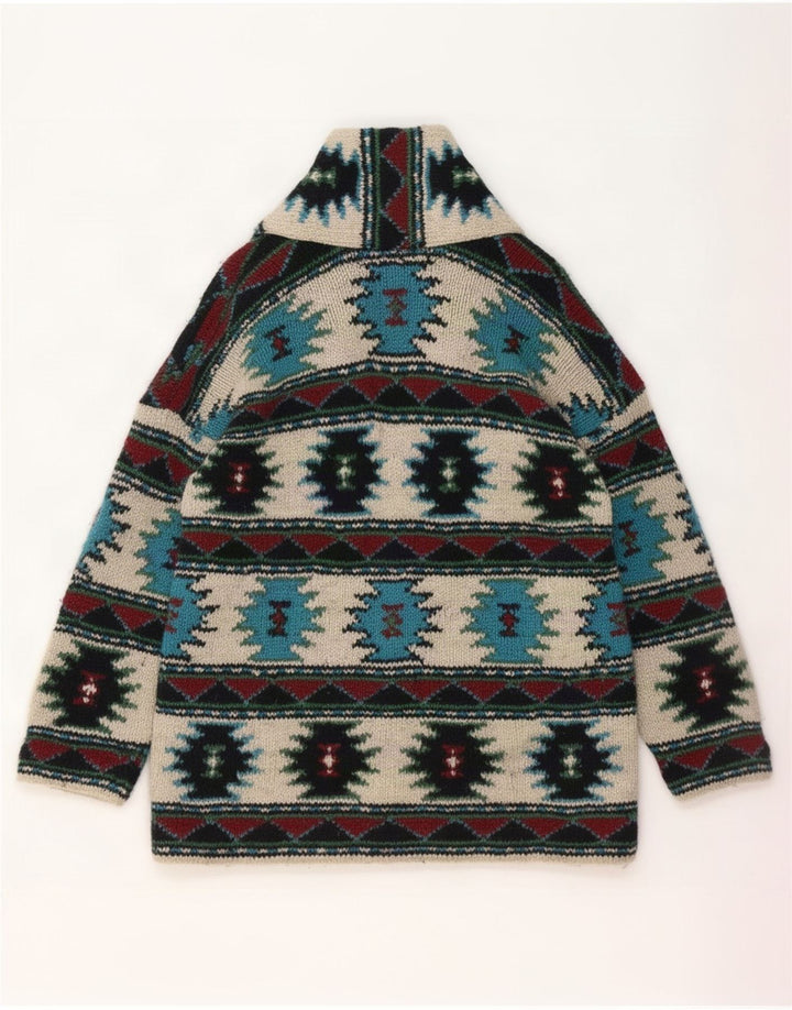 Sweter męski w stylu vintage, średni, wielobarwny, geometryczny, aztecki