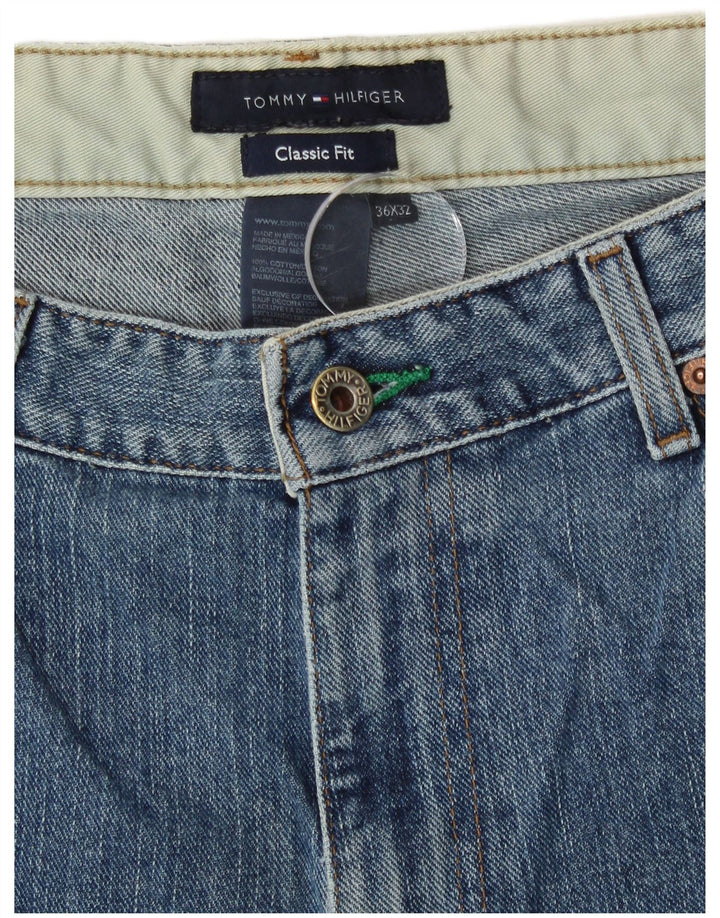 Męskie proste dżinsy Tommy Hilfiger w klasycznym kroju W36 L32 Niebieska bawełna