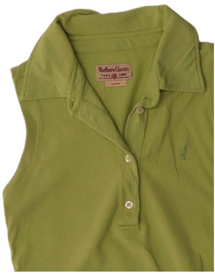 MARLBORO CLASSICS Damska koszulka polo bez rękawów UK 14, duża, zielona bawełna