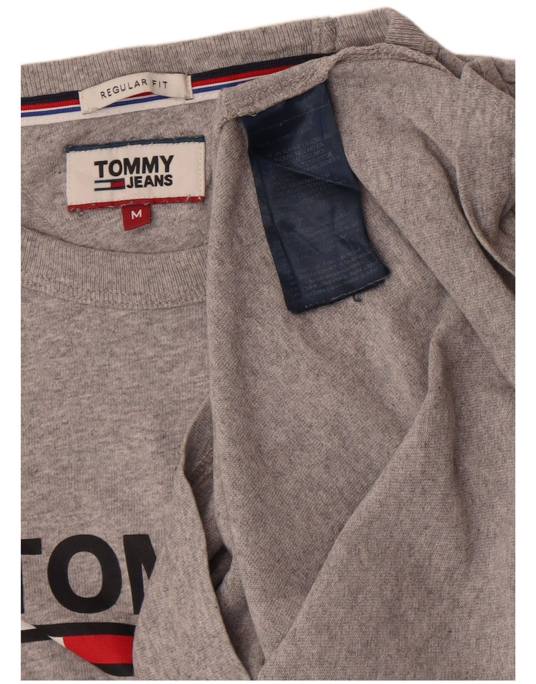 Męski top Tommy Hilfiger o regularnym kroju z grafiką, długim rękawem, średnioszary, bawełniany