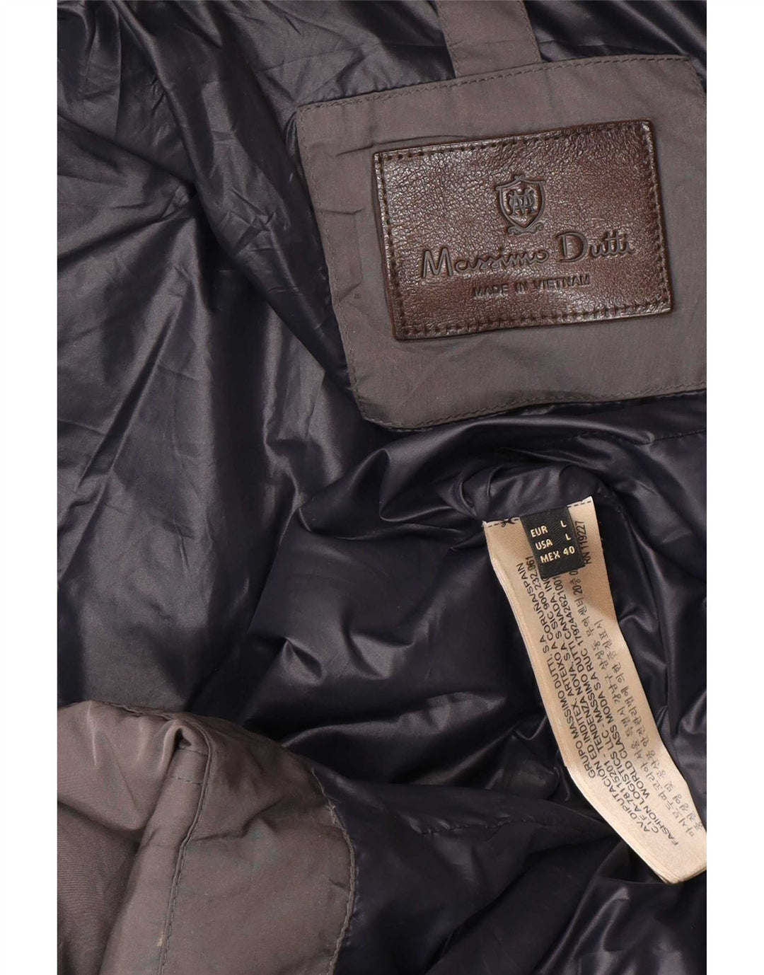 Damski ocieplany płaszcz z kapturem Massimo Dutti UK 40, duży, szary poliester