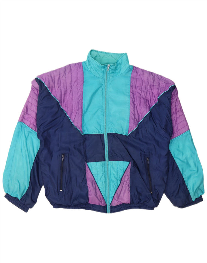 Męska kurtka dresowa VINTAGE z grafiką, średnia, wielobarwna, z blokami kolorów