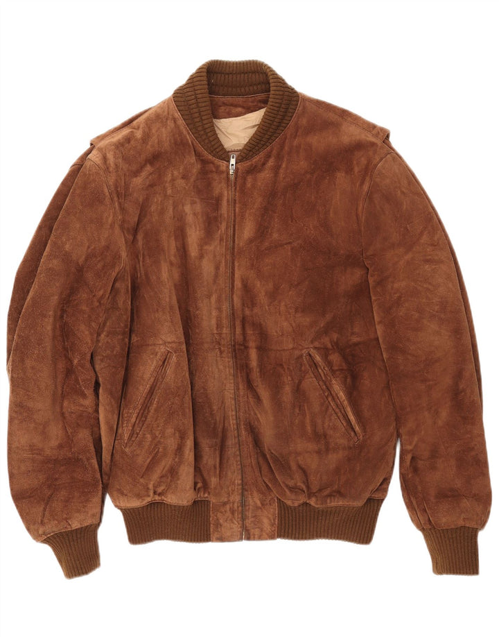 Męska zamszowa kurtka bomberka VINTAGE IT 52 XL brązowa