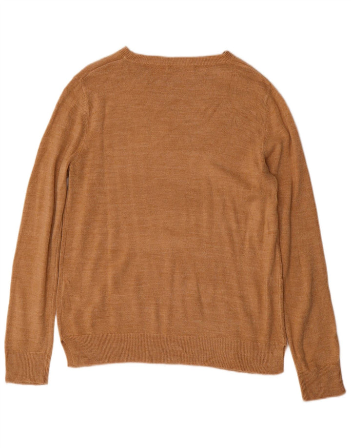 MARKS & SPENCER Damski sweter z dekoltem w łódkę UK 12 Średni brązowy akryl