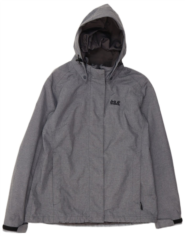 Damska wodoodporna kurtka z kapturem JACK WOLFSKIN UK 12, średni szary poliester