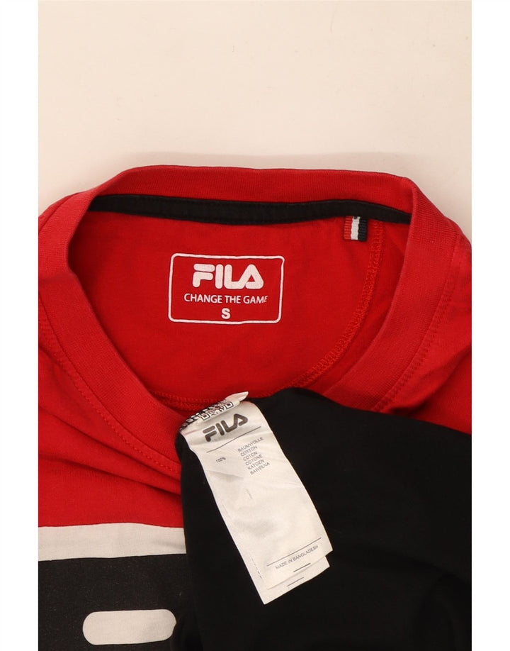 Męski T-shirt Fila z grafiką, mały, wielokolorowy, bawełniany z blokami kolorów