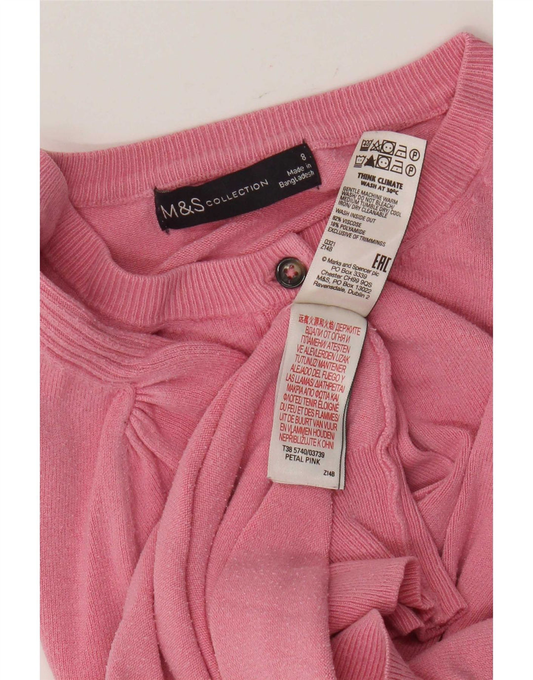 Marks & Spencer Damski sweter kardigan UK 8 Small Pink Wiskoza