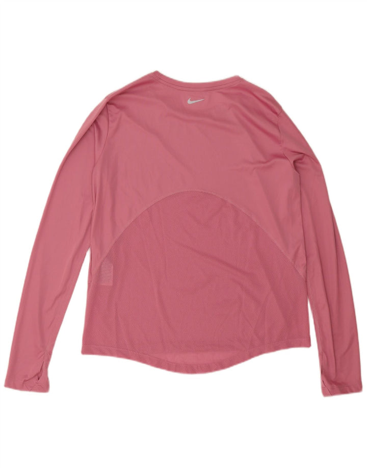 Damska koszulka NIKE Dri Fit z długim rękawem, UK 12, średni różowy poliester