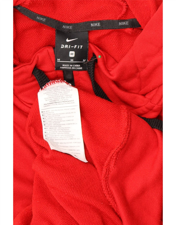 Męski sweter z kapturem i zamkiem błyskawicznym Nike Dri Fit, średni czerwony poliester
