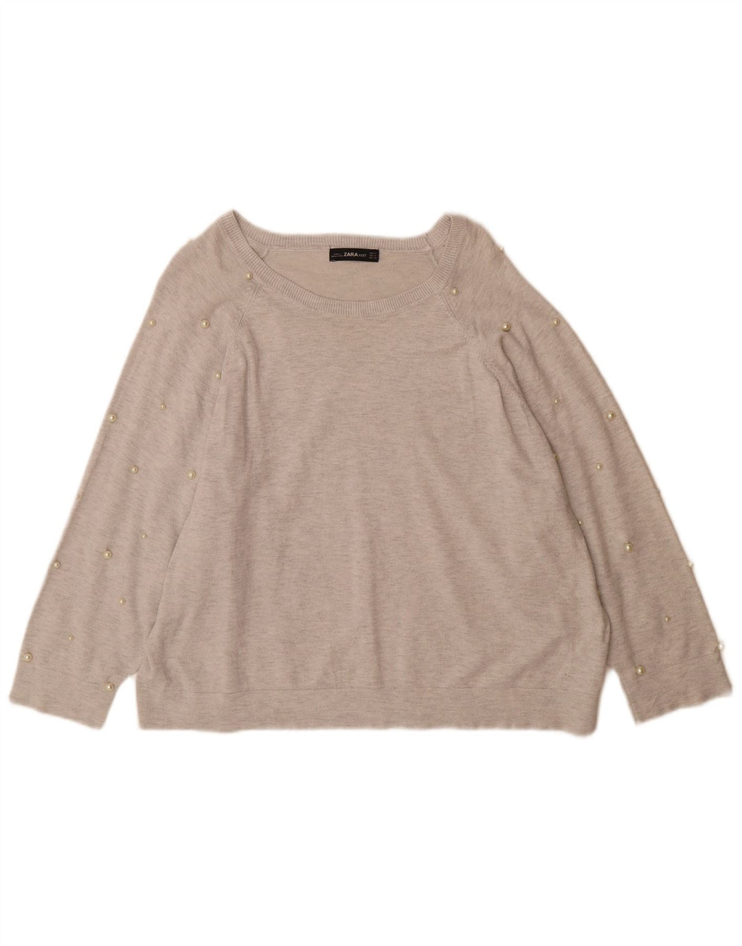 Damski sweter oversize z dekoltem w łódkę Zara UK 14 Średni szary wiskoza