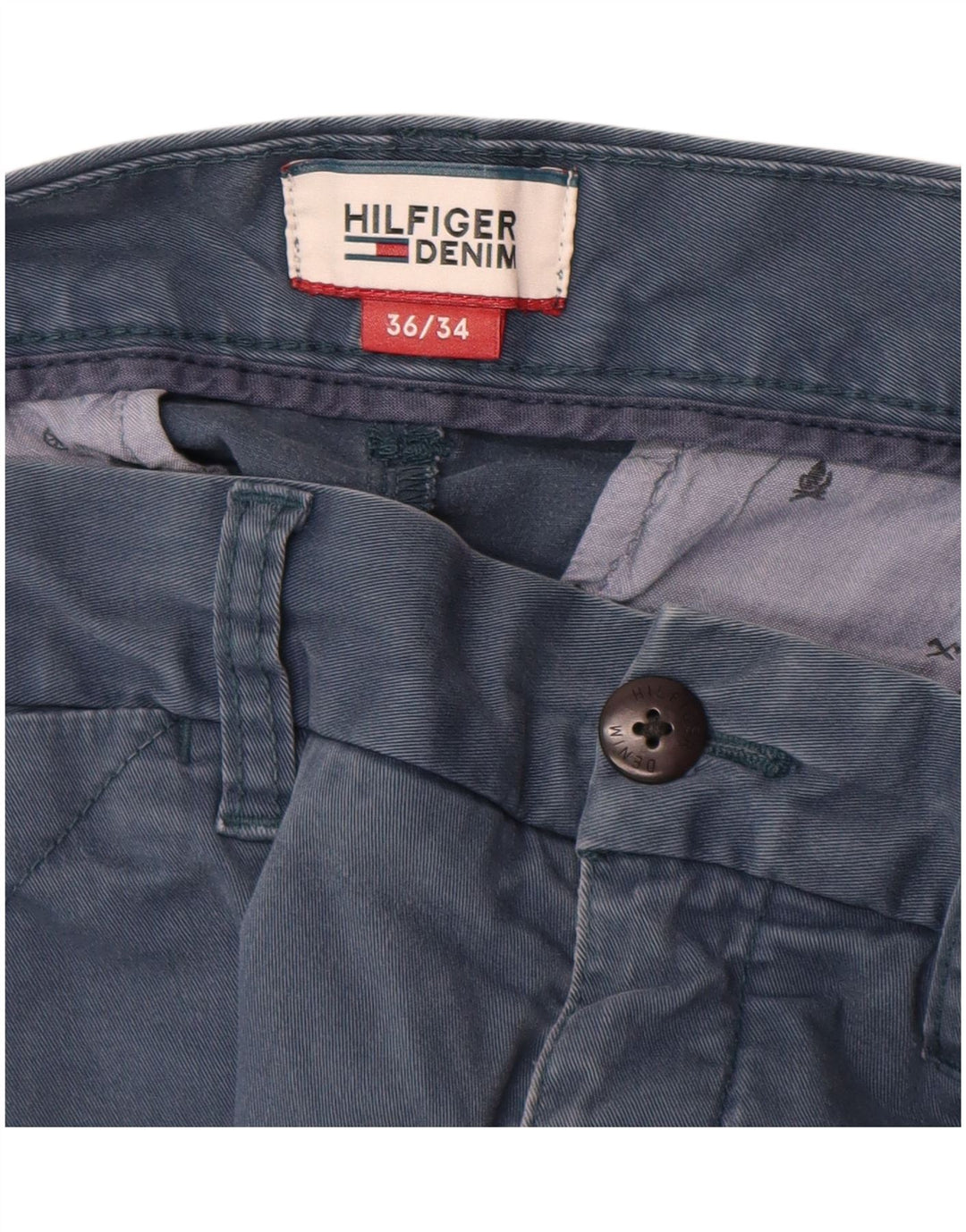 Męskie spodnie chino slim fit TOMMY HILFIGER W36 L34 niebieska bawełna