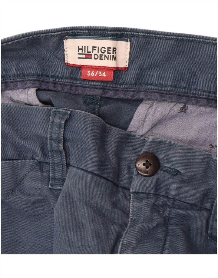 Męskie spodnie chino slim fit TOMMY HILFIGER W36 L34 niebieska bawełna